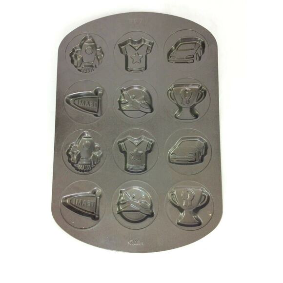 Wilton Cookie Baking Mold Pan Trophy Rocket Jet Car 12 Cavities 16.5" x 11" - Picture 1 of 8